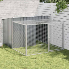 Dog House with Run Anthracite Galvanised Steel 194 cm