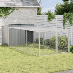 Dog House with Run Anthracite Galvanised Steel 396 cm