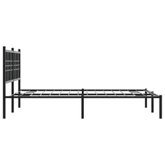 Metal Bed Frame without Mattress with Headboard Black 120 cm 200 cm