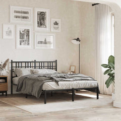 Metal Bed Frame without Mattress with Headboard Black 120 cm 200 cm
