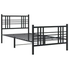 Metal Bed Frame without Mattress with Footboard with Headboard & Footboard Black 90 cm 190 cm