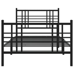 Metal Bed Frame without Mattress with Footboard with Headboard & Footboard Black 90 cm 190 cm