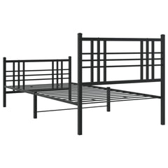 Metal Bed Frame without Mattress with Footboard with Headboard & Footboard Black 90 cm 190 cm