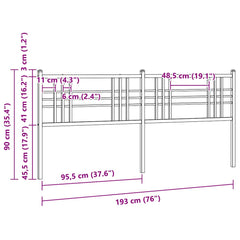vidaXL Metal Replace Headboard Black 193cm 6