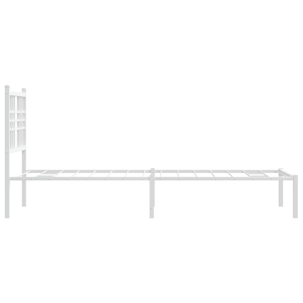 Metal Bed Frame without Mattress with Headboard White 75 cm 190 cm