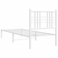 Metal Bed Frame without Mattress with Headboard White 75 cm 190 cm
