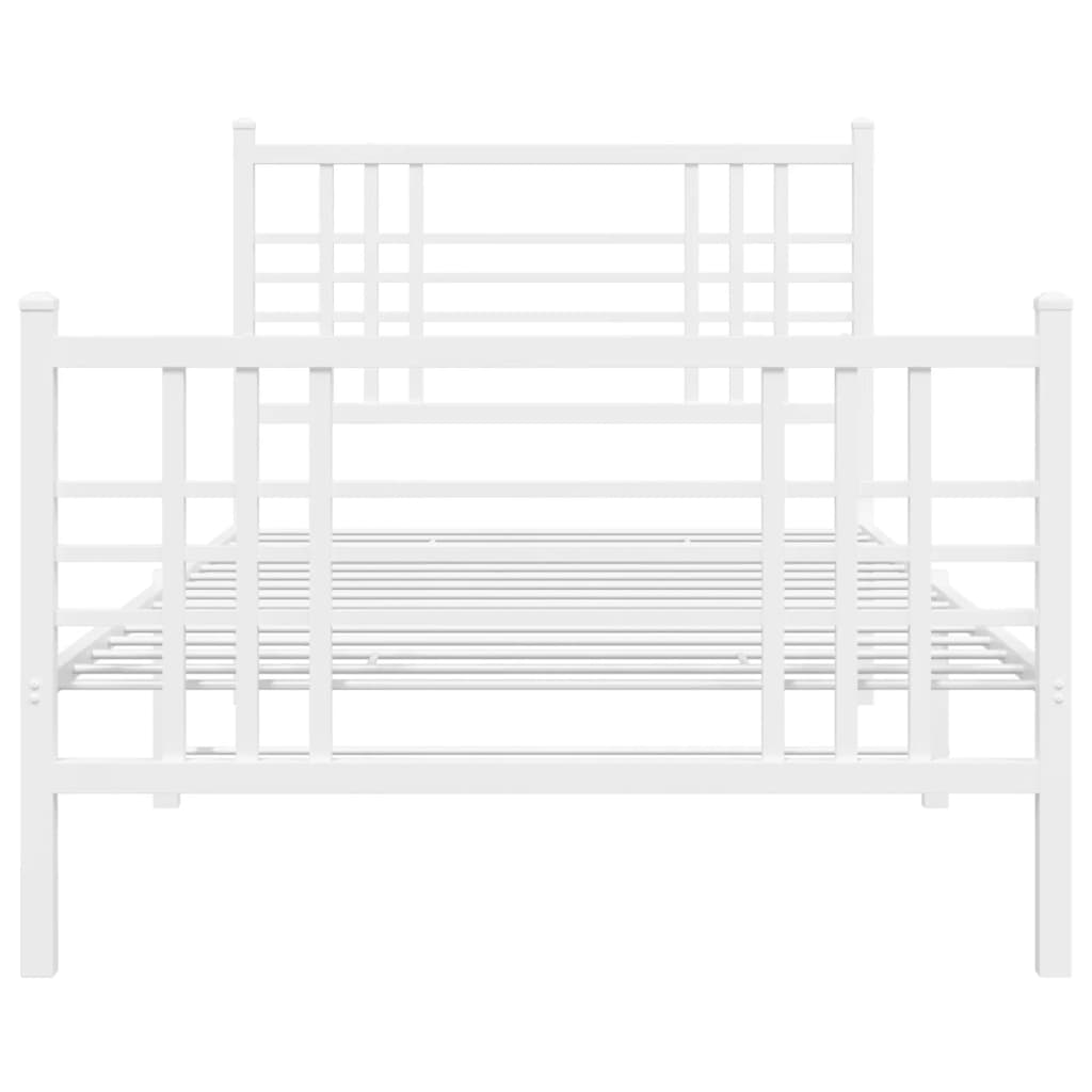 vidaXL Metal Bed Frame without Mattress with Footboard White 90x190cm 4