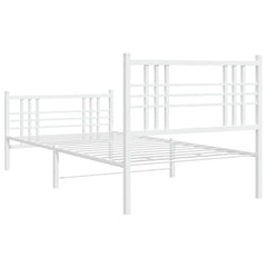 vidaXL Metal Bed Frame without Mattress with Footboard White 90x190cm 6