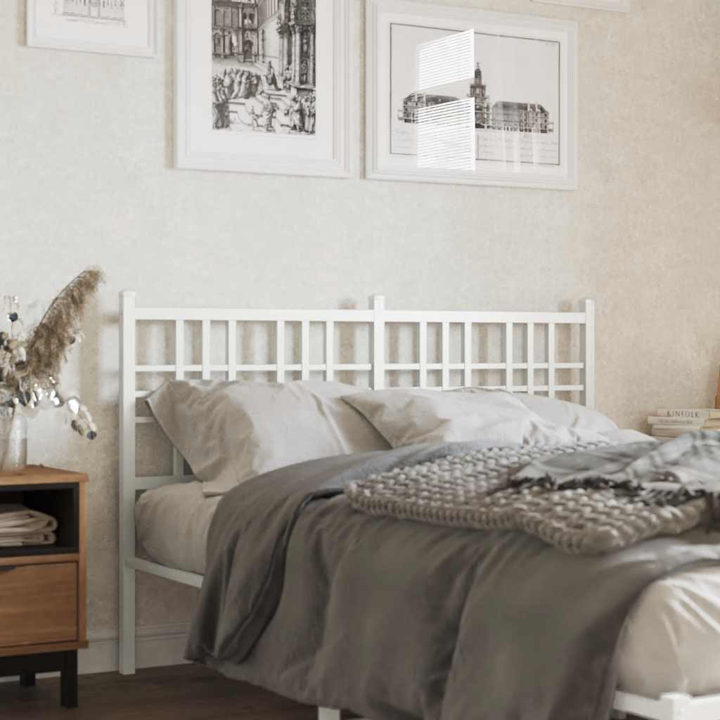 vidaXL Metal Replace Headboard White 120cm 1