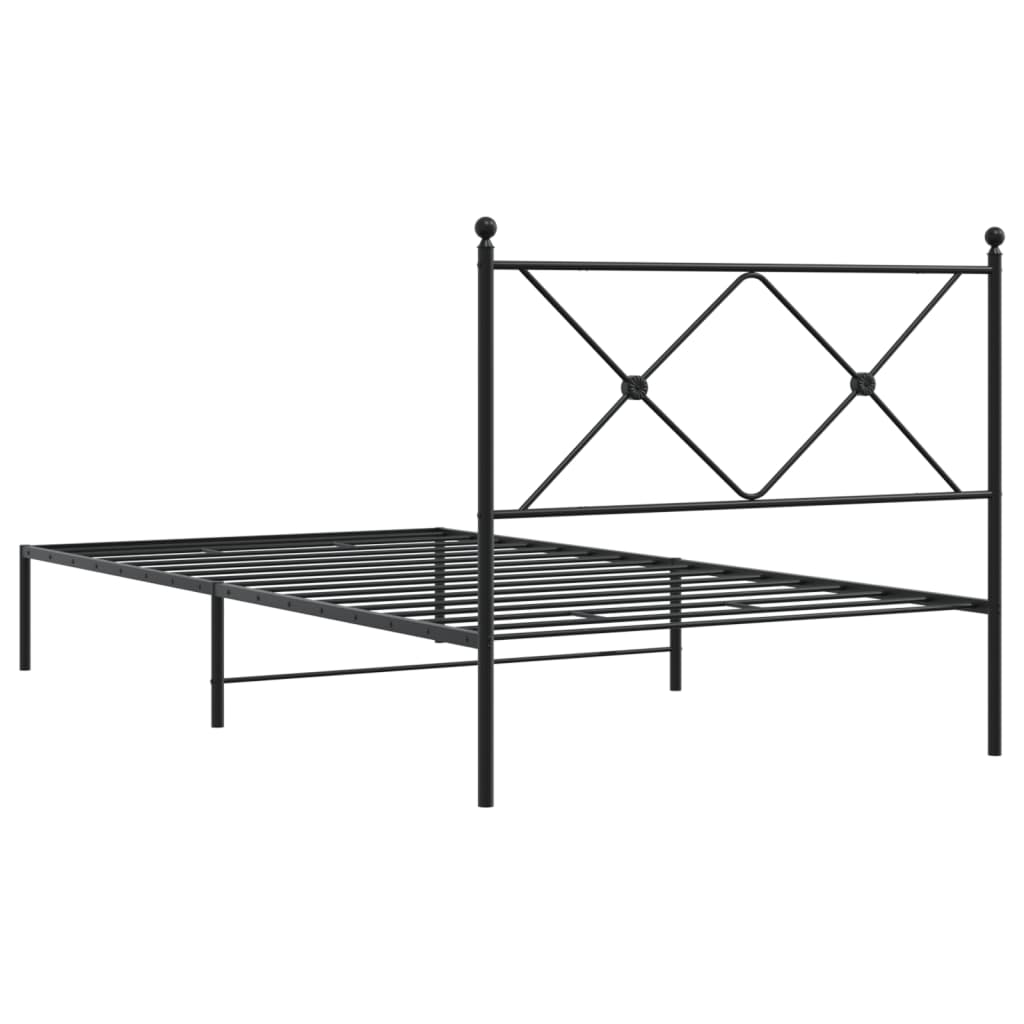 vidaXL Metal Bed Frame without Mattress with Headboard Black 100x200cm 6