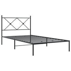 vidaXL Metal Bed Frame without Mattress with Headboard Black 107x203cm 3