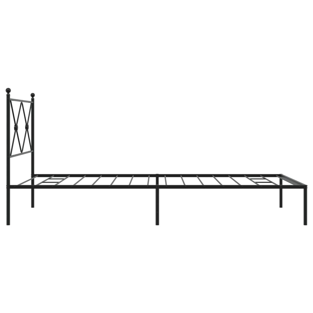 vidaXL Metal Bed Frame without Mattress with Headboard Black 107x203cm 5