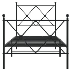 vidaXL Metal Bed Frame without Mattress with Footboard Black 80x200cm 4