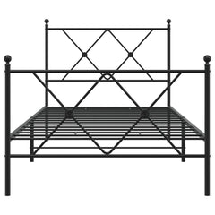 vidaXL Metal Bed Frame without Mattress with Footboard Black 90x190cm 4