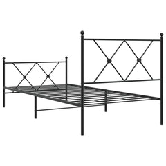 vidaXL Metal Bed Frame without Mattress with Footboard Black 90x190cm 6