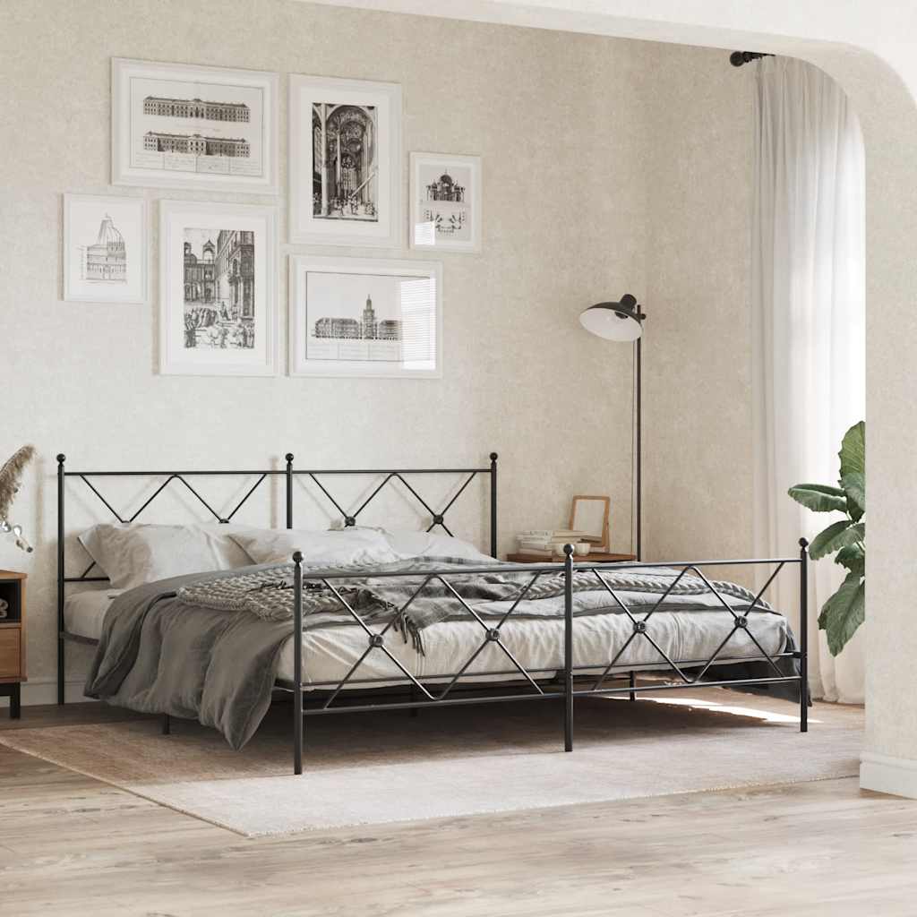 vidaXL Metal Replace Headboard Black 180cm 3