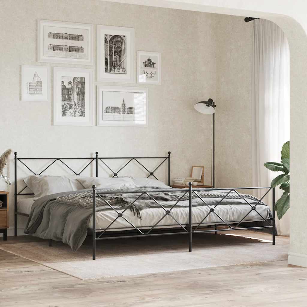 vidaXL Metal Replace Headboard Black 193cm 3