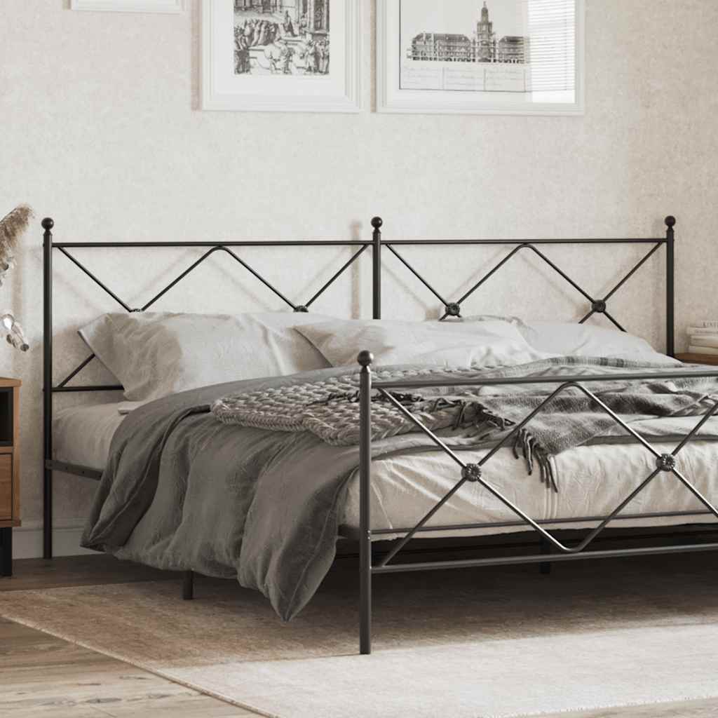 vidaXL Metal Replace Headboard Black 200cm 1