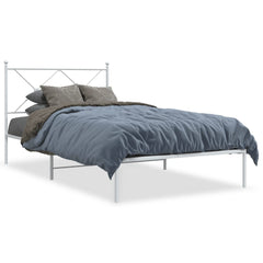 vidaXL Metal Bed Frame without Mattress with Headboard White 100x200cm 2