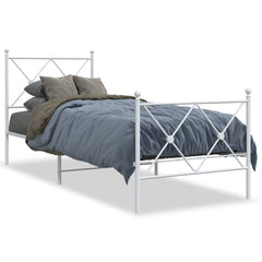 vidaXL Metal Bed Frame without Mattress with Footboard White 80x200cm 2