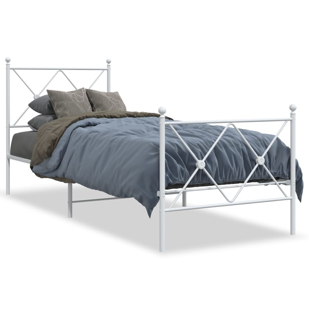 Metal Bed Frame without Mattress with Footboard with headboard & footboard White 80 cm 200 cm