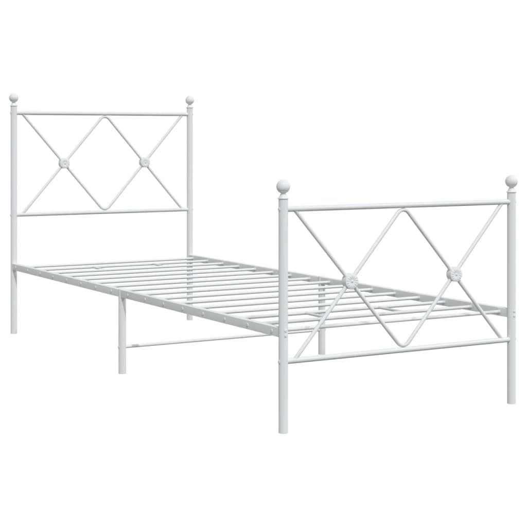 Metal Bed Frame without Mattress with Footboard with headboard & footboard White 80 cm 200 cm
