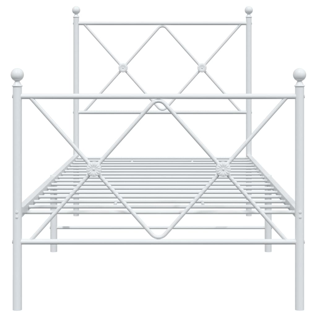 vidaXL Metal Bed Frame without Mattress with Footboard White 80x200cm 4