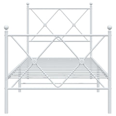 vidaXL Metal Bed Frame without Mattress with Footboard White 80x200cm 4