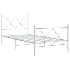 vidaXL Metal Bed Frame without Mattress with Footboard White 90x190cm 3