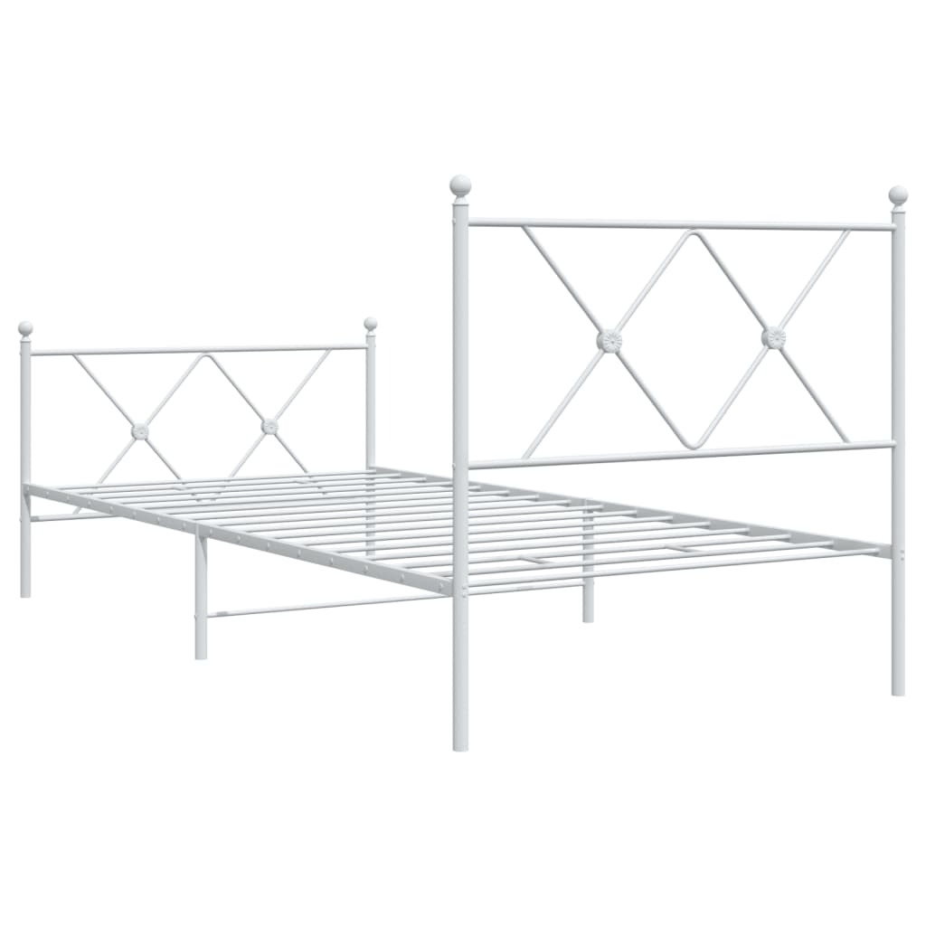 vidaXL Metal Bed Frame without Mattress with Footboard White 90x190cm 6
