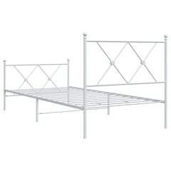 vidaXL Metal Bed Frame without Mattress with Footboard White 90x190cm 6