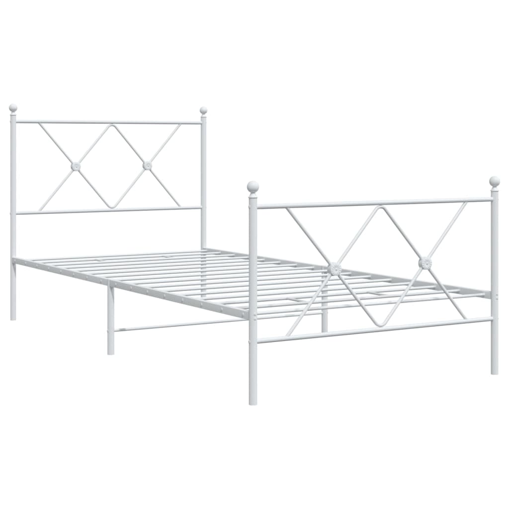 Metal Bed Frame without Mattress with Footboard with headboard & footboard White 90 cm 200 cm