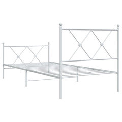 vidaXL Metal Bed Frame without Mattress with Footboard White 90x200cm 6
