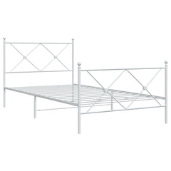vidaXL Metal Bed Frame without Mattress with Footboard White 100x190cm 3
