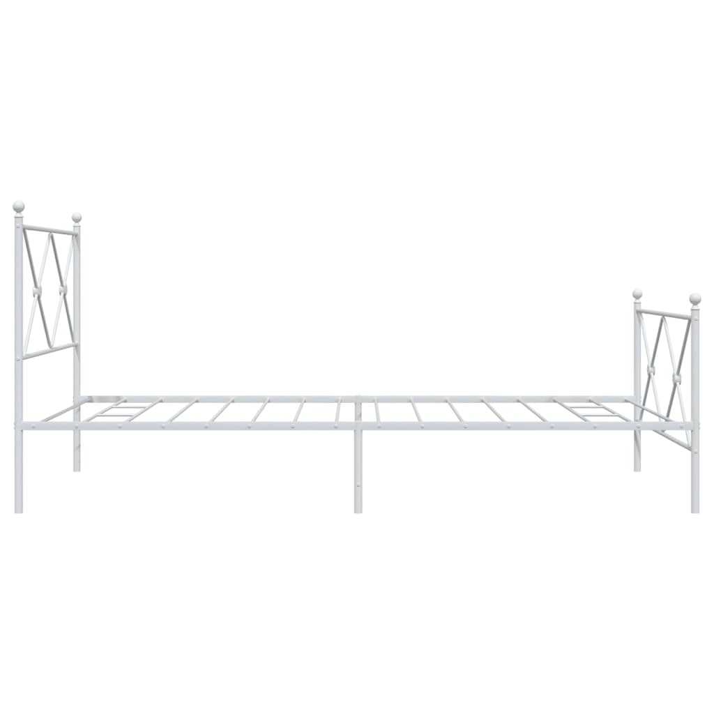 vidaXL Metal Bed Frame without Mattress with Footboard White 100x190cm 5