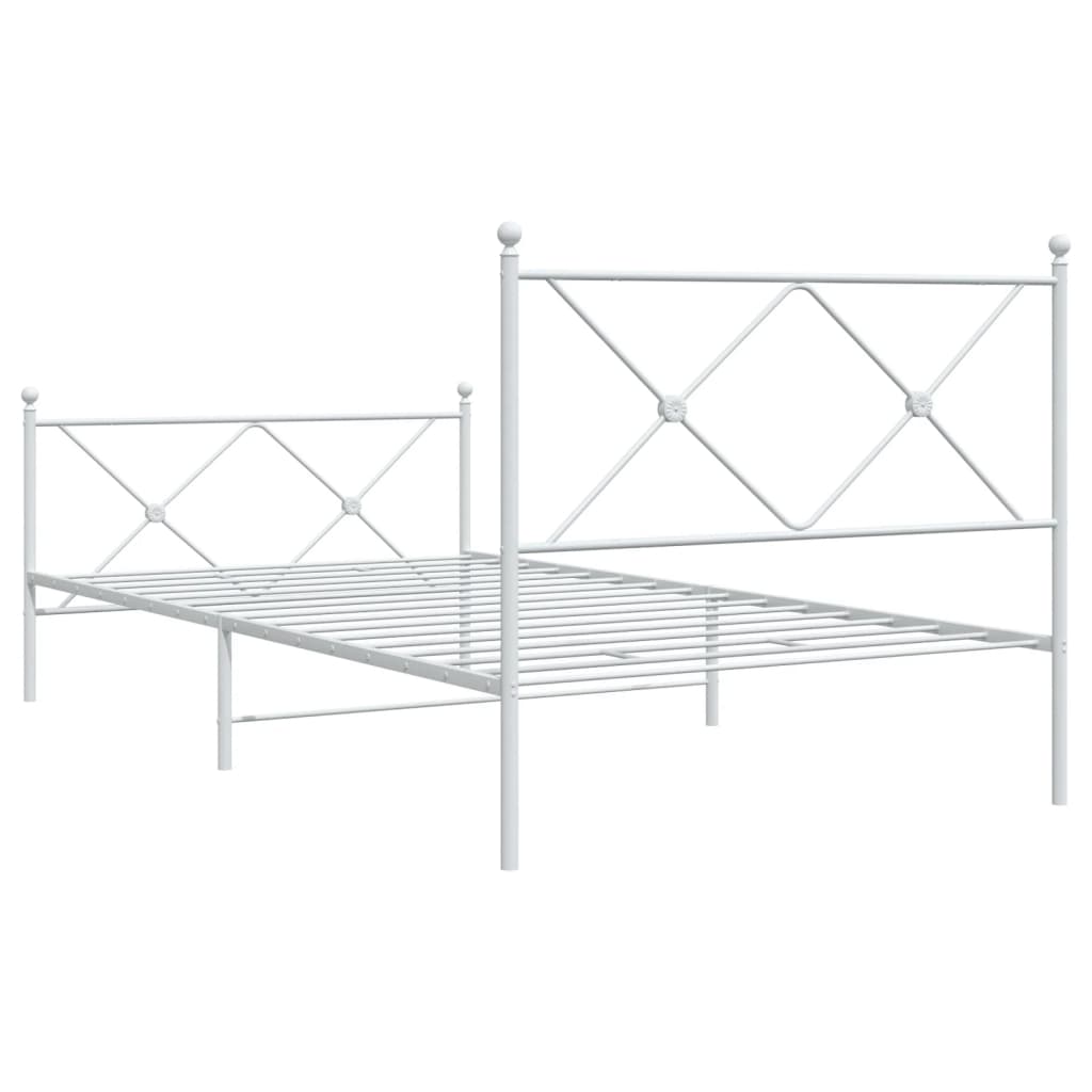 vidaXL Metal Bed Frame without Mattress with Footboard White 100x190cm 6