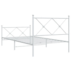 vidaXL Metal Bed Frame without Mattress with Footboard White 100x190cm 6