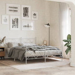 vidaXL Metal Bed Frame without Mattress with Footboard with headboard & footboard White