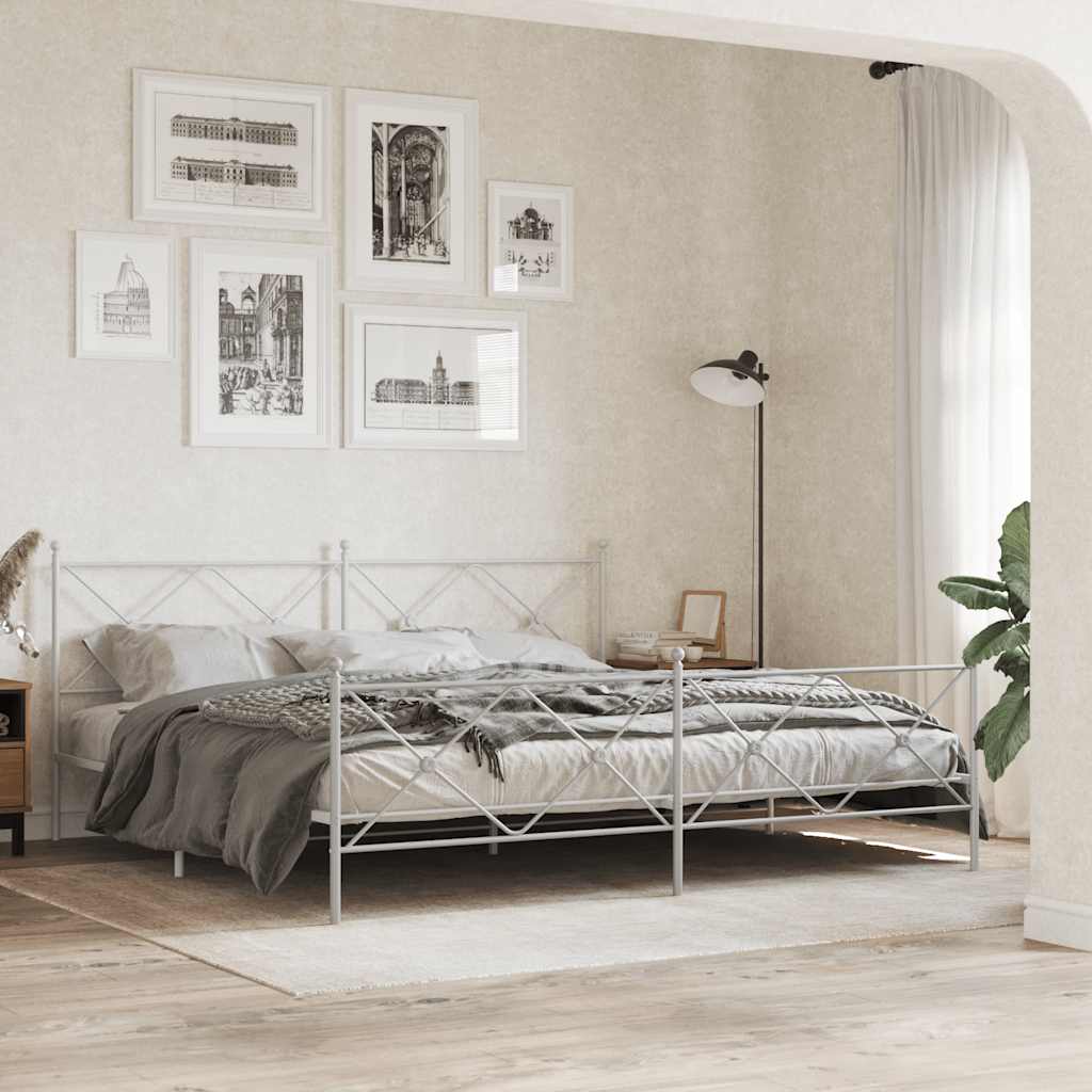 vidaXL Metal Replace Headboard White 200cm 3