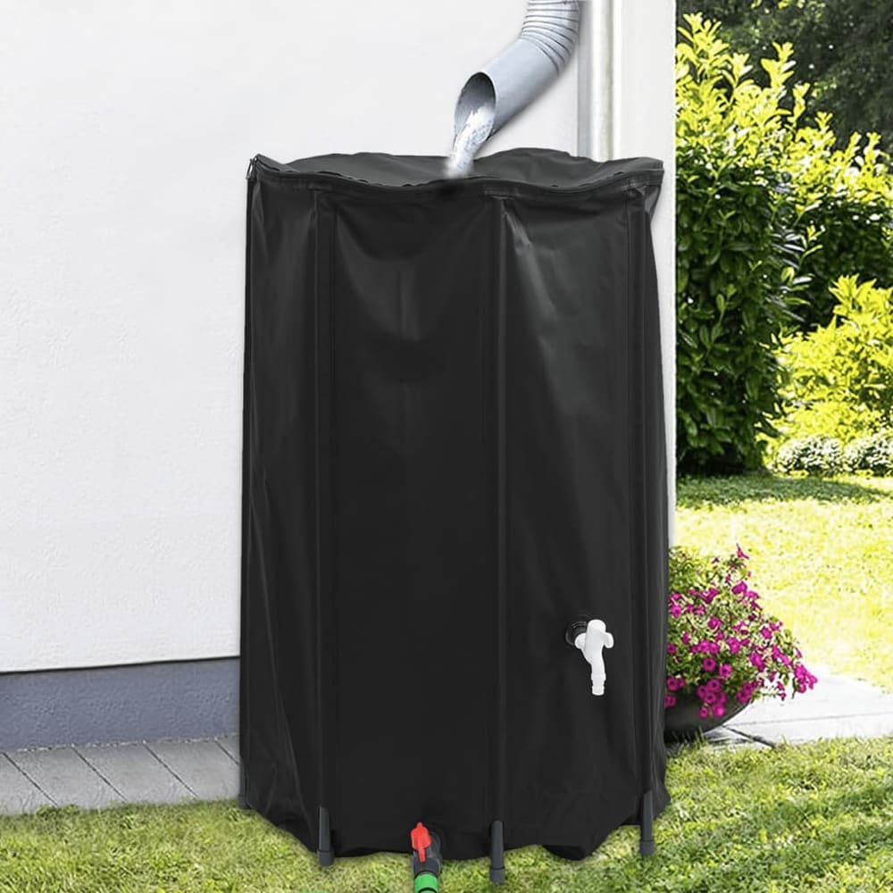 Water Tank with Tap Foldable PVC Black 500 l