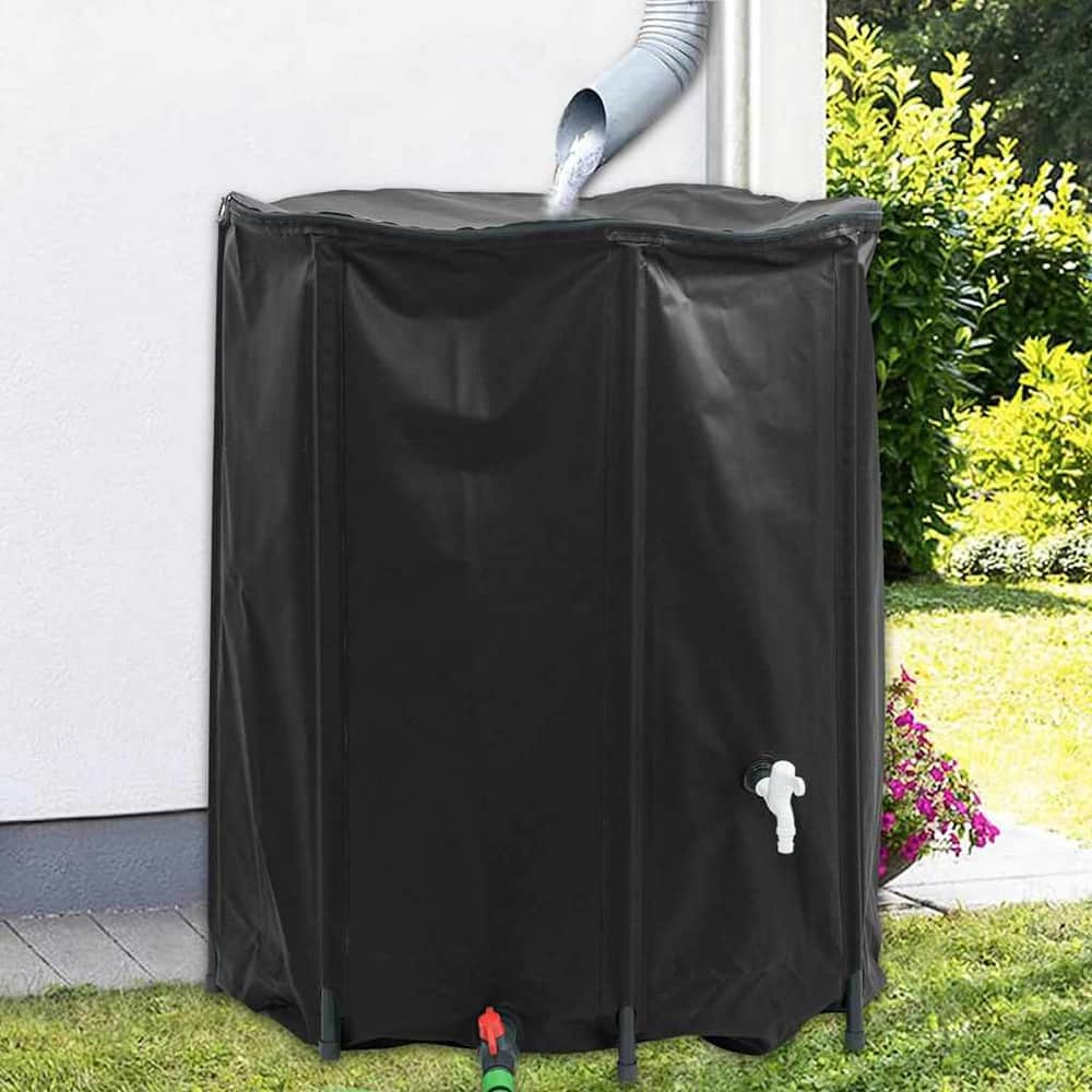 Water Tank with Tap Foldable PVC Black 1250 l
