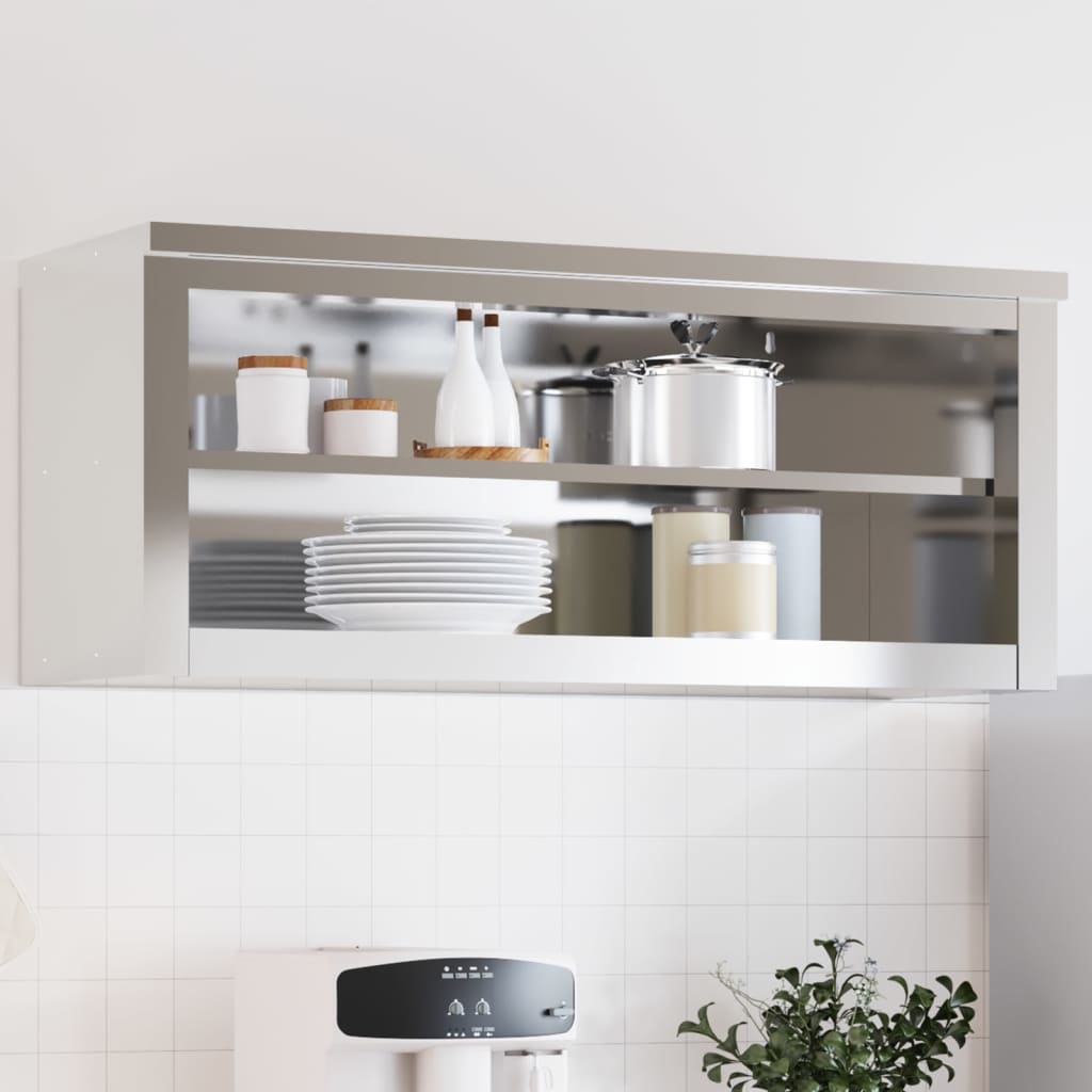 Kitchen Wall Cabinet with Shelf Stainless Steel 110 cm 46 cm standard