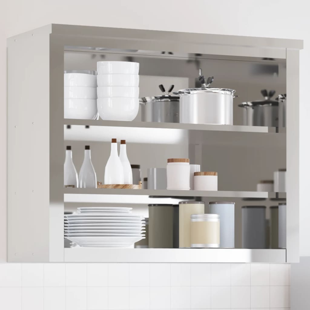 Kitchen Wall Cabinet with Shelf Stainless Steel 92 cm 75 cm standard