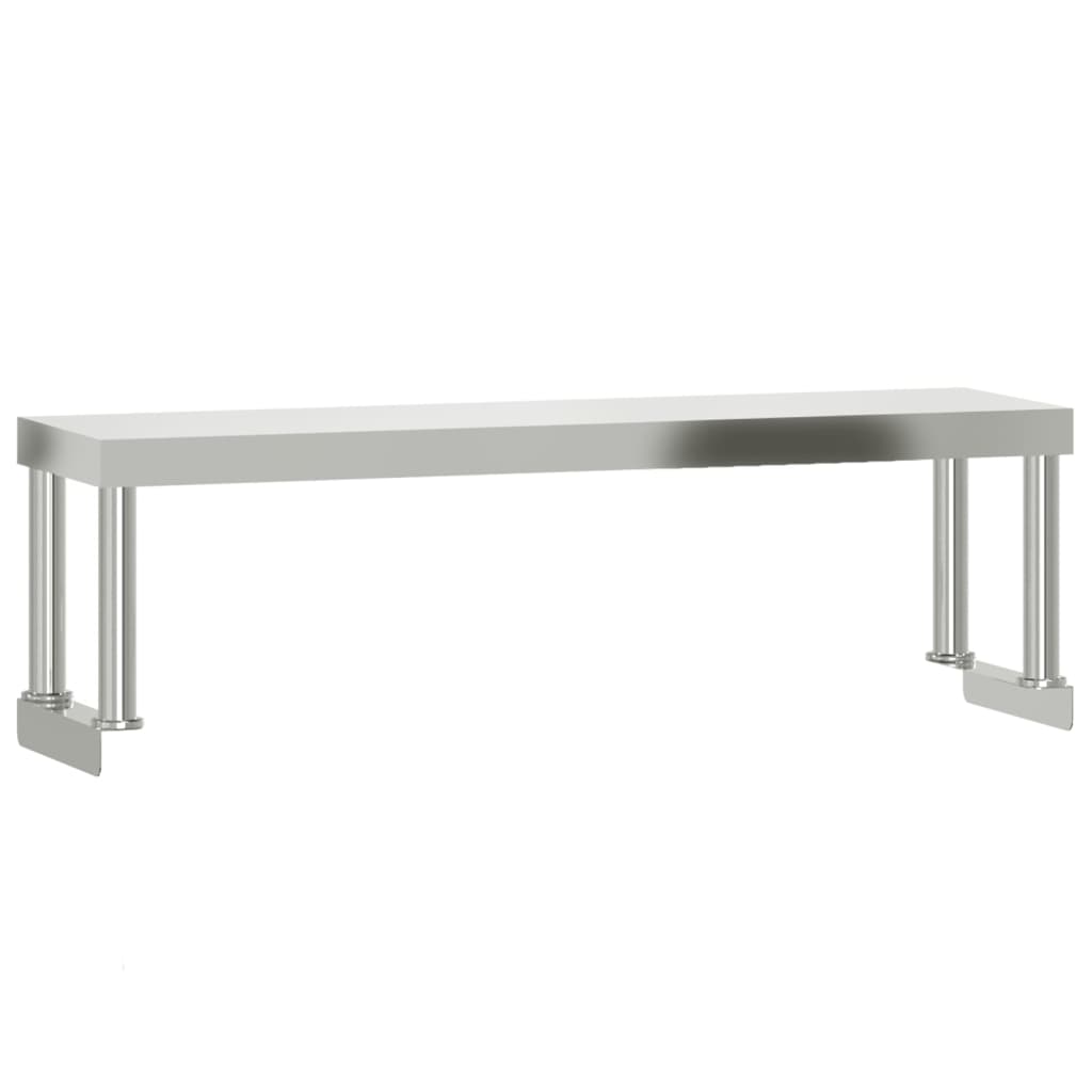 vidaXL Work Table Overshelf 110x30x35 cm Stainless Steel 2