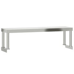 vidaXL Work Table Overshelf 110x30x35 cm Stainless Steel 2