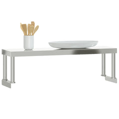 vidaXL Work Table Overshelf 110x30x35 cm Stainless Steel 4