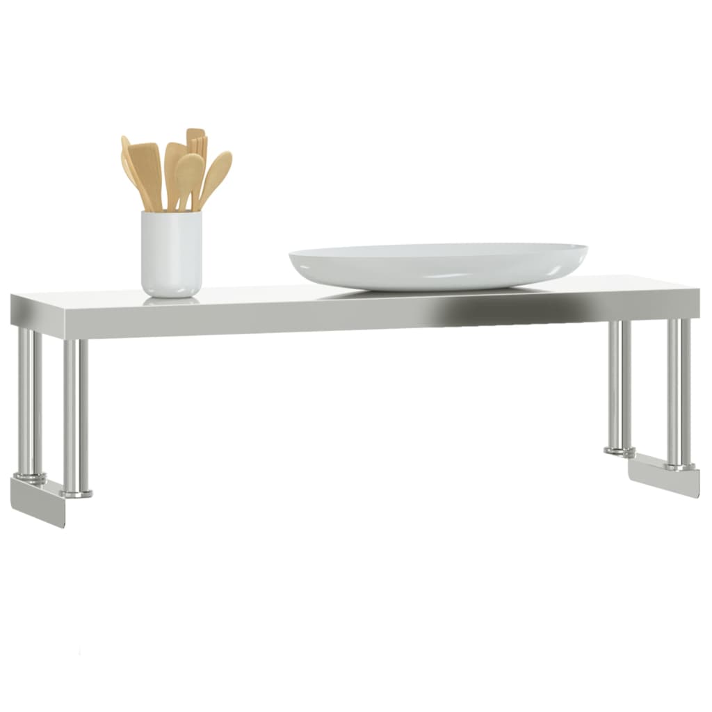 vidaXL Work Table Overshelf 110x30x35 cm Stainless Steel 4