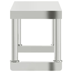 vidaXL Work Table Overshelf 110x30x35 cm Stainless Steel 6
