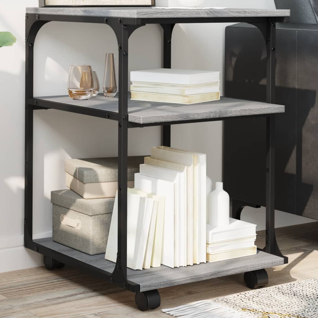 vidaXL Printer Stand 3-Tier Grey Sonoma 43x48x64 cm Engineered Wood 1