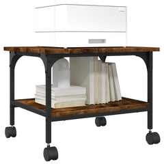 Printer Stand 2-Tier Smoked Oak Engineered Wood, image 5